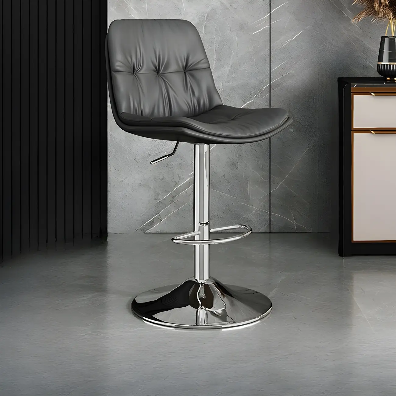Modern Leather Adjustable Armless Bar Stools for Home Bar Image - 13 | homeyfad