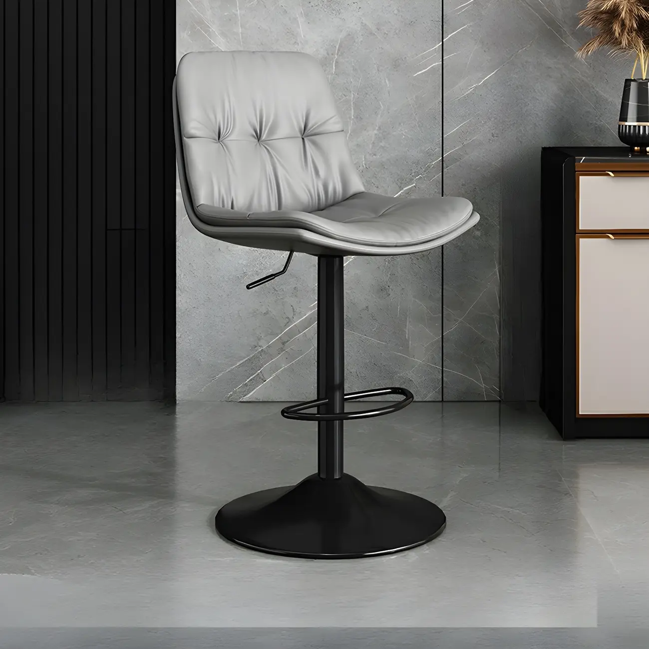Modern Leather Adjustable Armless Bar Stools for Home Bar Image - 18 | homeyfad