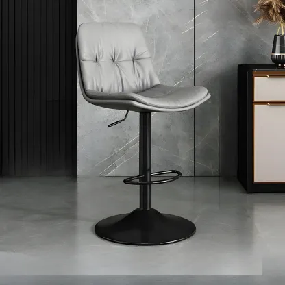 Modern Leather Adjustable Armless Bar Stools for Home Bar Image - 18