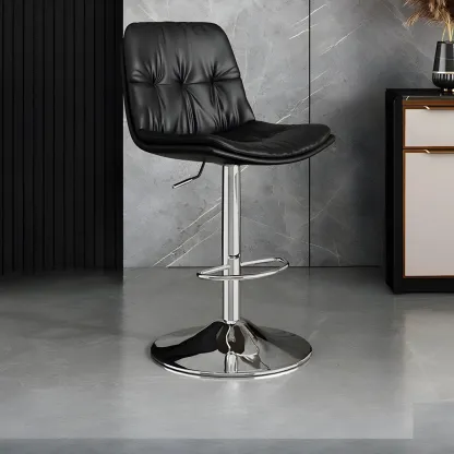 Modern Leather Adjustable Armless Bar Stools for Home Bar Image - 20