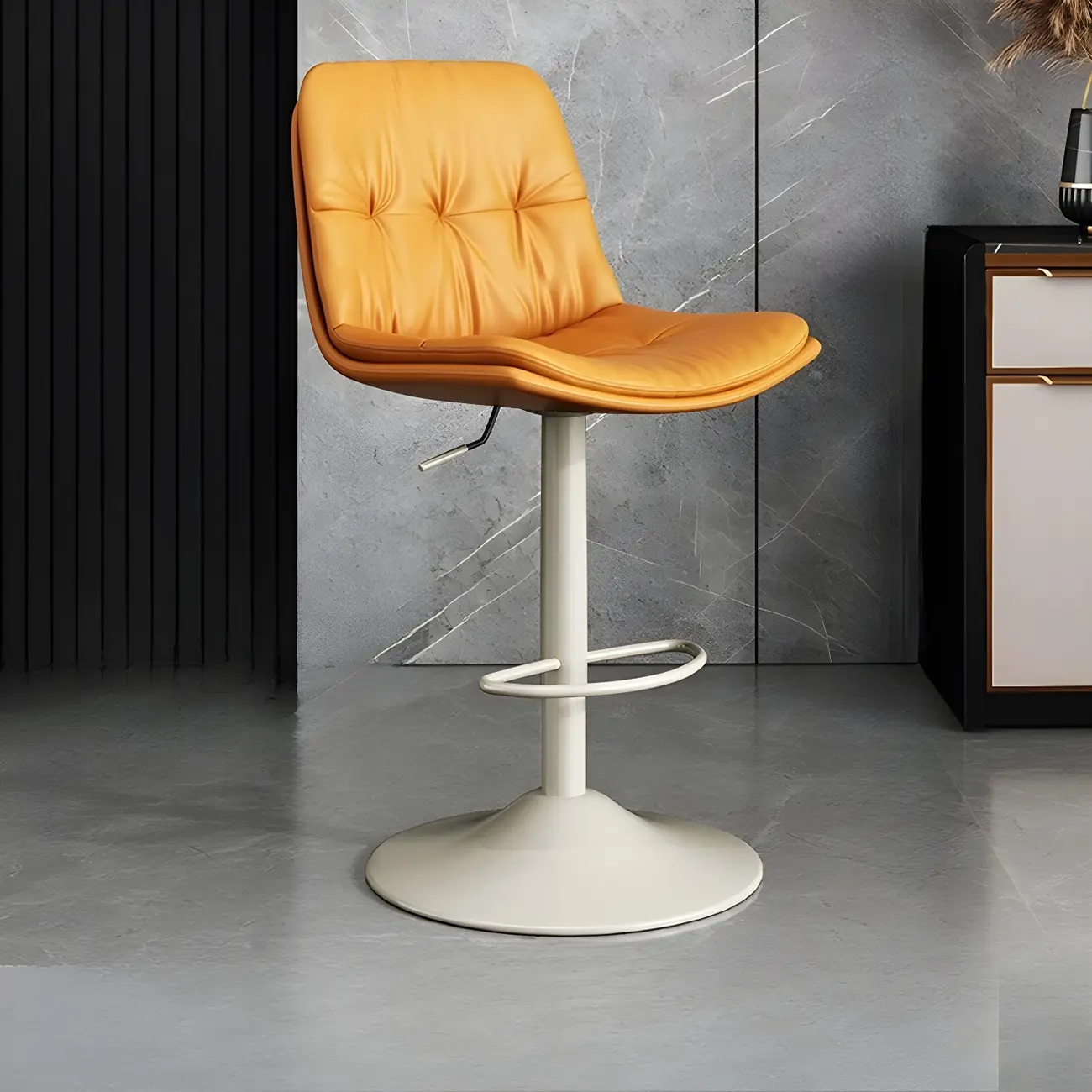 Modern Leather Adjustable Armless Bar Stools for Home Bar Image - 22 | homeyfad