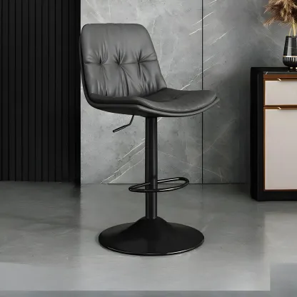 Modern Leather Adjustable Armless Bar Stools for Home Bar Image - 23