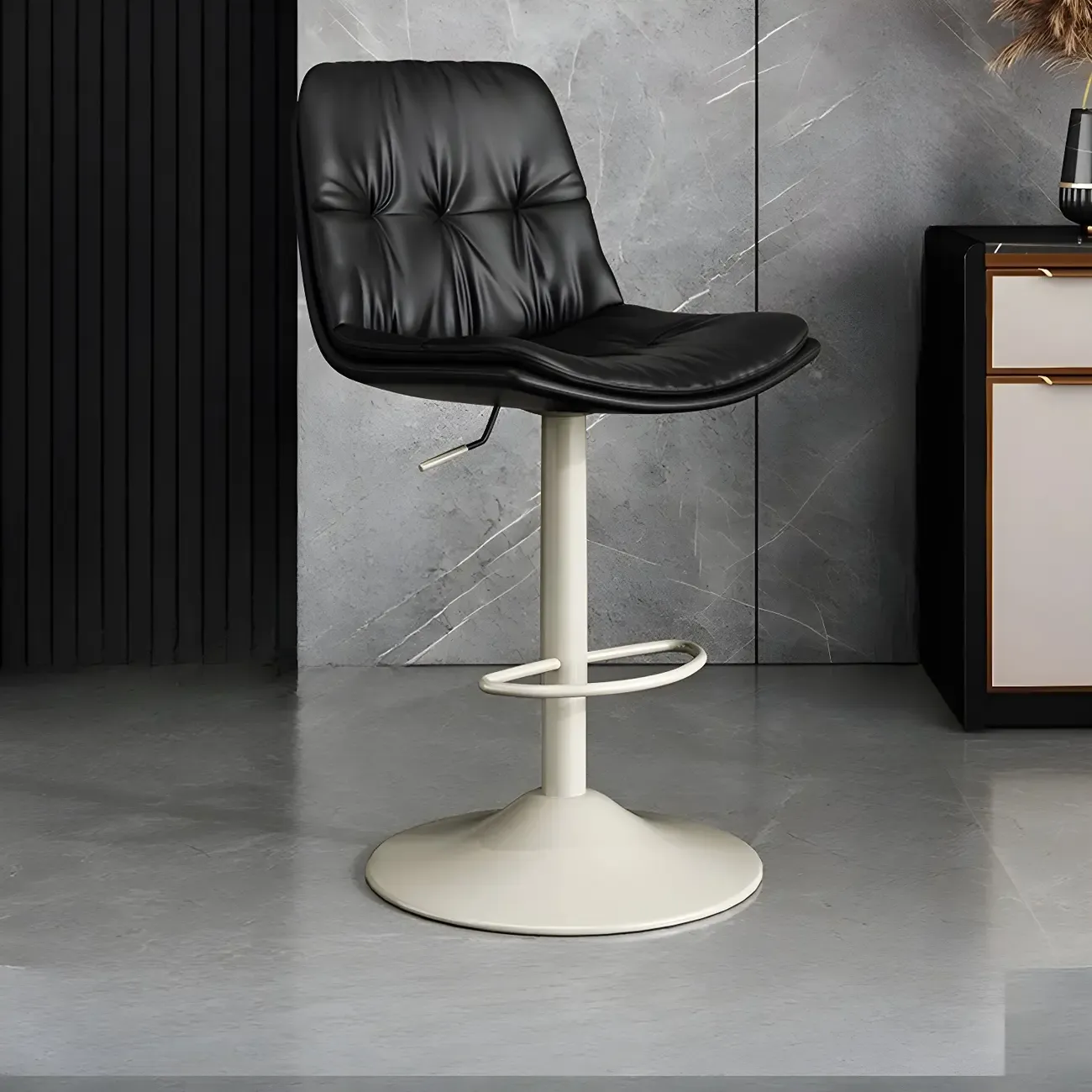 Modern Leather Adjustable Armless Bar Stools for Home Bar Image - 24