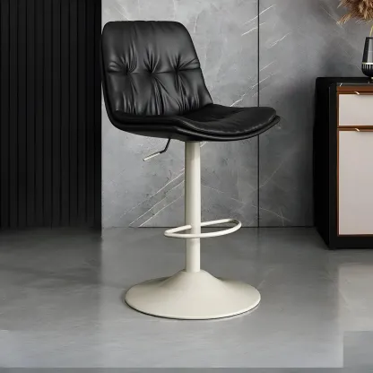 Modern Leather Adjustable Armless Bar Stools for Home Bar Image - 24