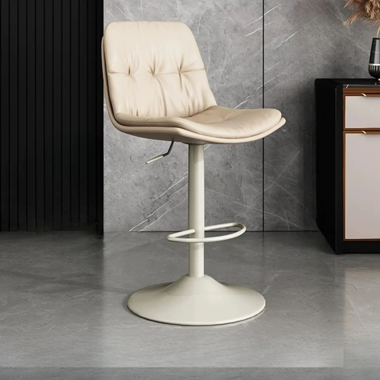 Modern Leather Adjustable Armless Bar Stools for Home Bar Image - 27 | homeyfad