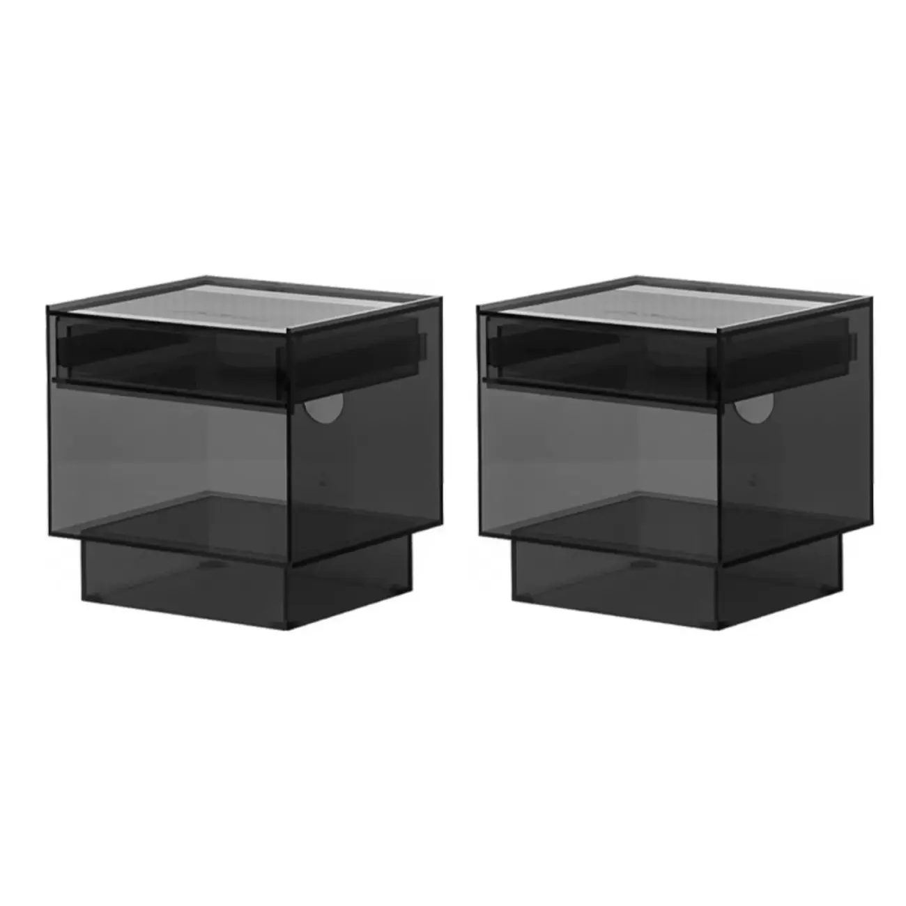 Modern Small Acrylic Nightstand with Drawer Image - 11 | homeyfad