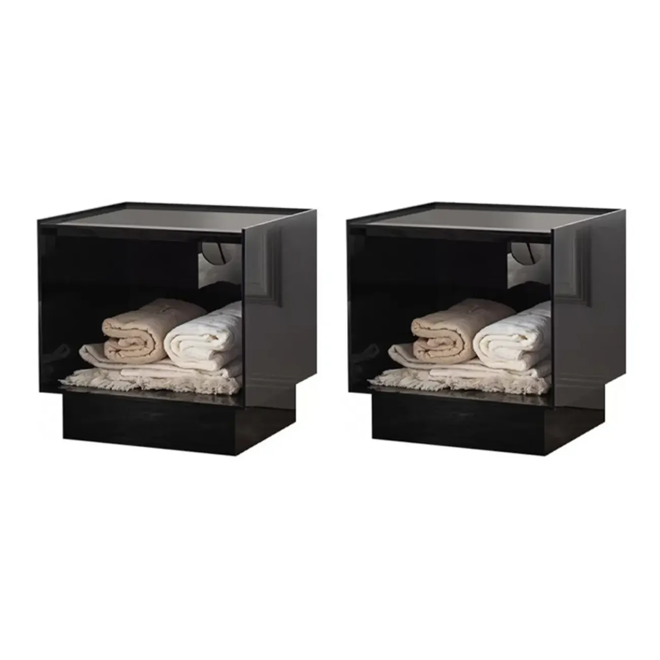 Modern Small Acrylic Nightstand with Drawer Image - 13