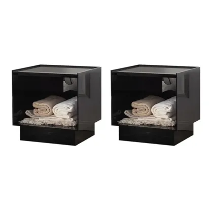 Modern Small Acrylic Nightstand with Drawer Image - 13