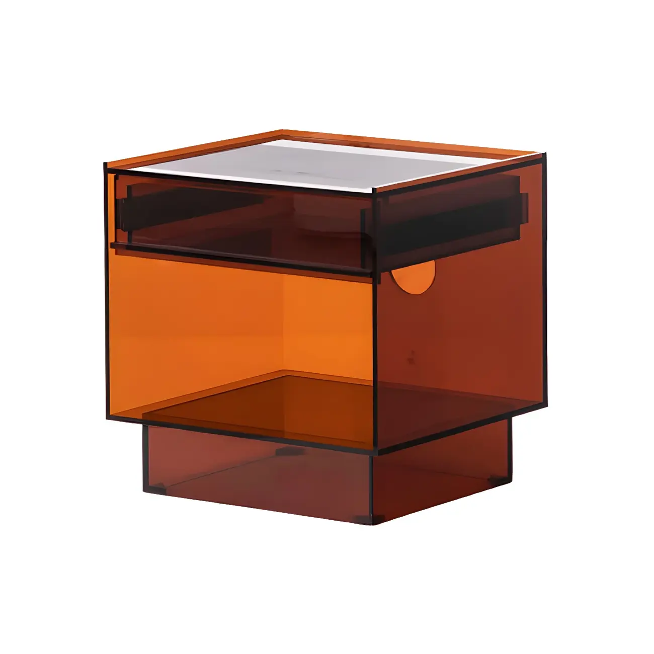 Modern Small Acrylic Nightstand with Drawer Image - 14 | homeyfad