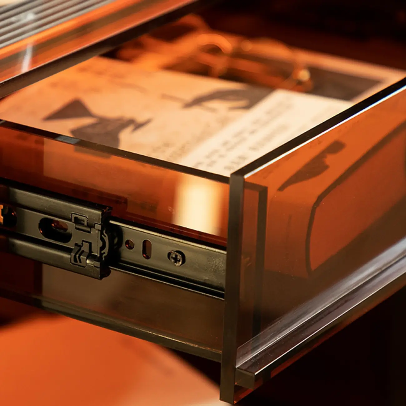 Modern Small Acrylic Nightstand with Drawer Image - 4 | homeyfad