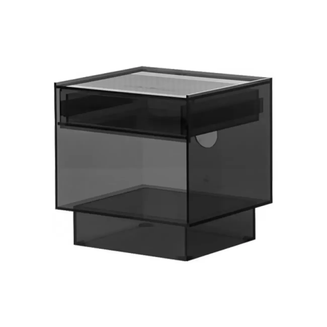 Modern Small Acrylic Nightstand with Drawer Image - 15