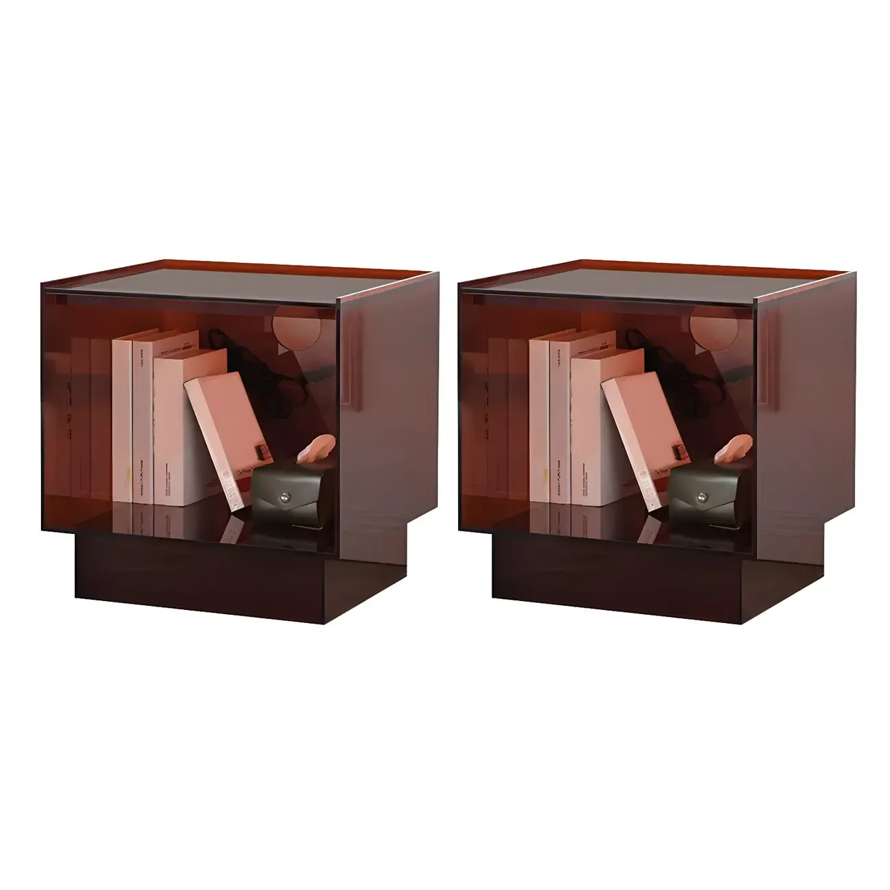 Modern Small Acrylic Nightstand with Drawer Image - 18