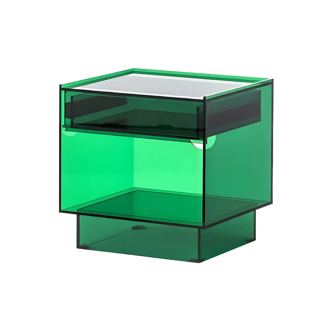 Modern Small Acrylic Nightstand with Drawer Image - 19