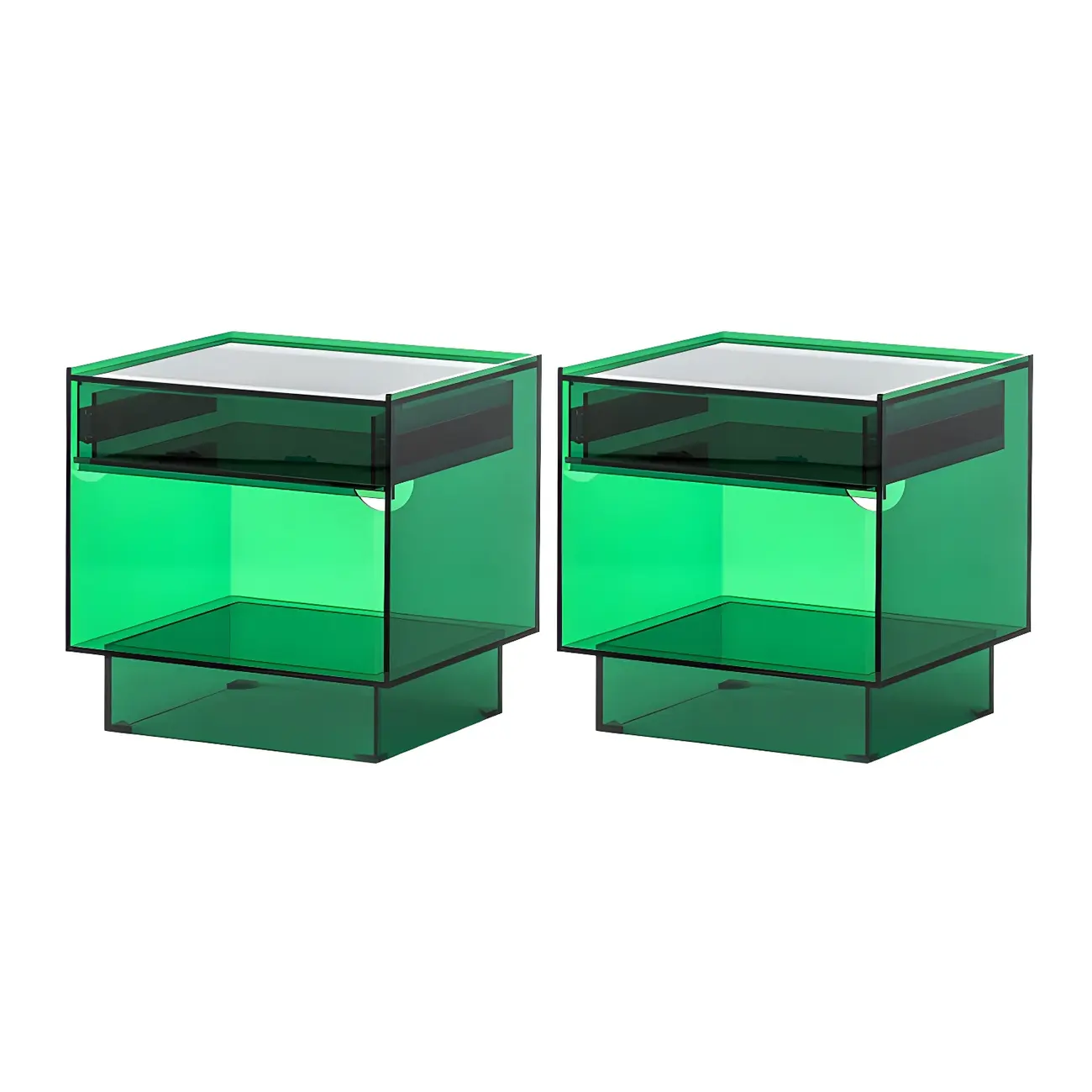 Modern Small Acrylic Nightstand with Drawer Image - 20 | homeyfad