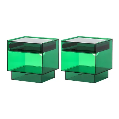 Modern Small Acrylic Nightstand with Drawer Image - 20