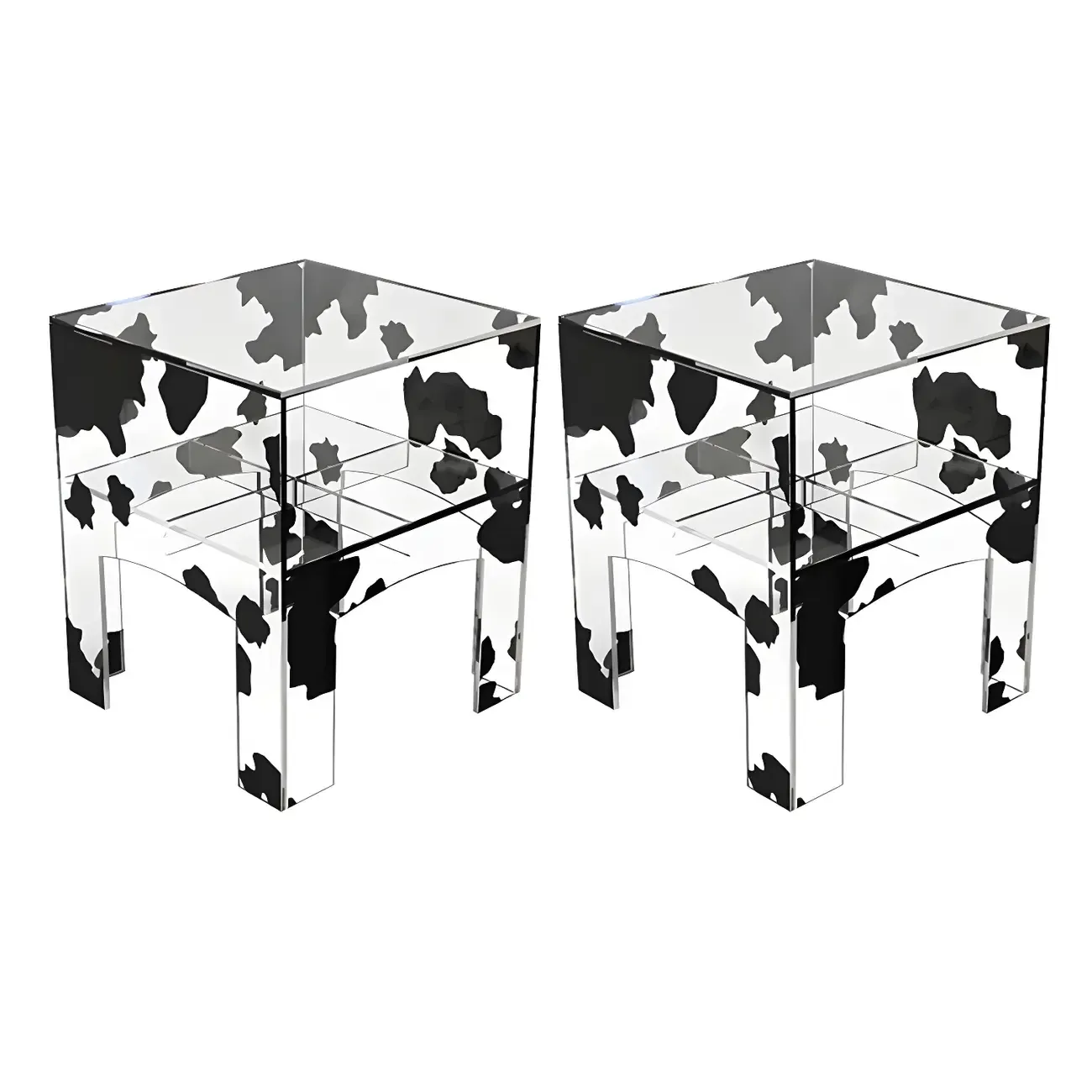 Modern Small Acrylic Nightstand with Drawer Image - 22