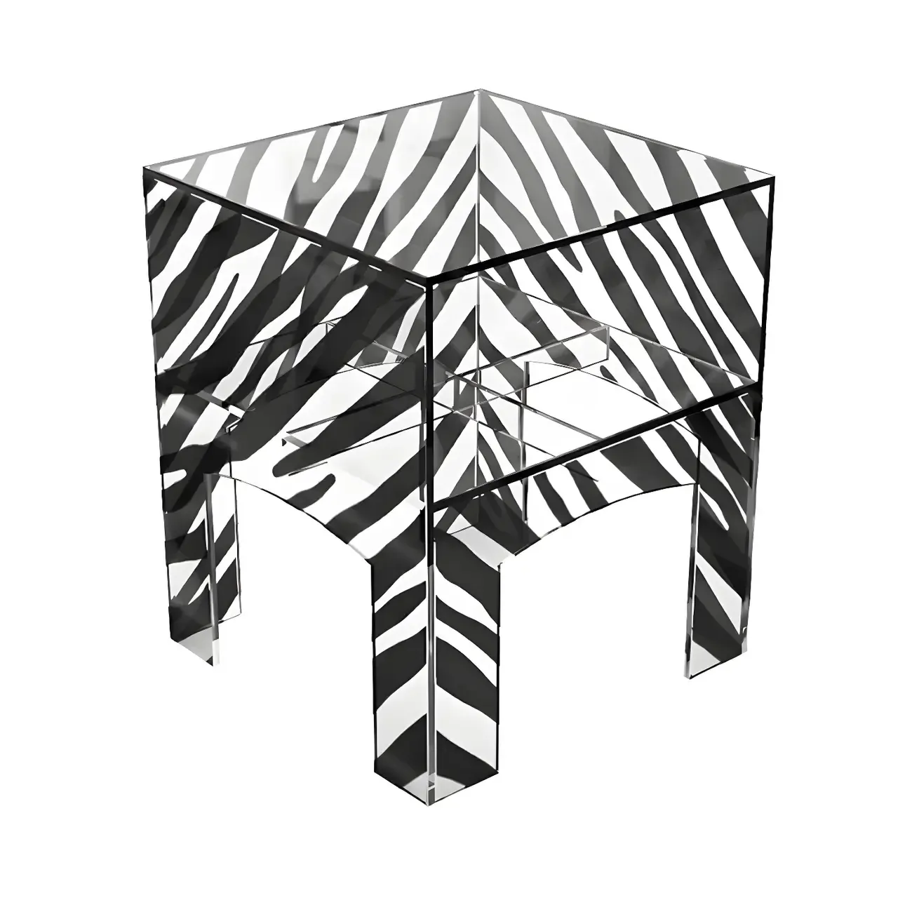 Modern Small Acrylic Nightstand with Drawer Image - 23