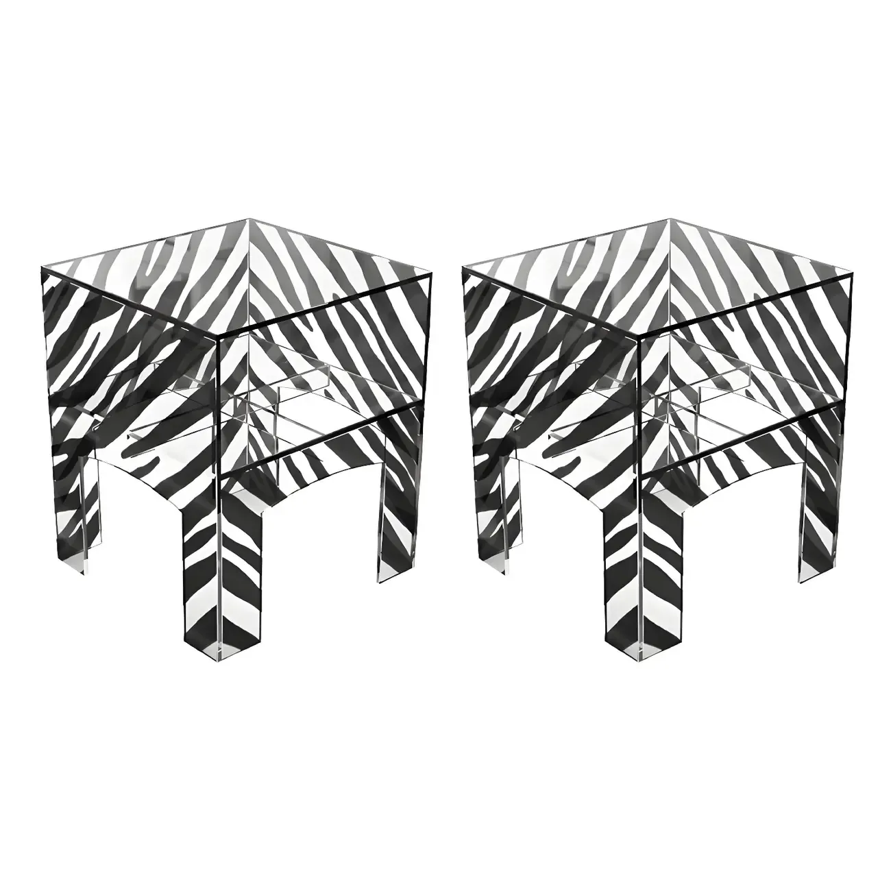 Modern Small Acrylic Nightstand with Drawer Image - 24