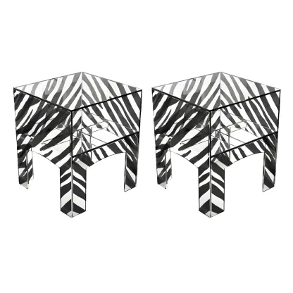 Modern Small Acrylic Nightstand with Drawer Image - 24