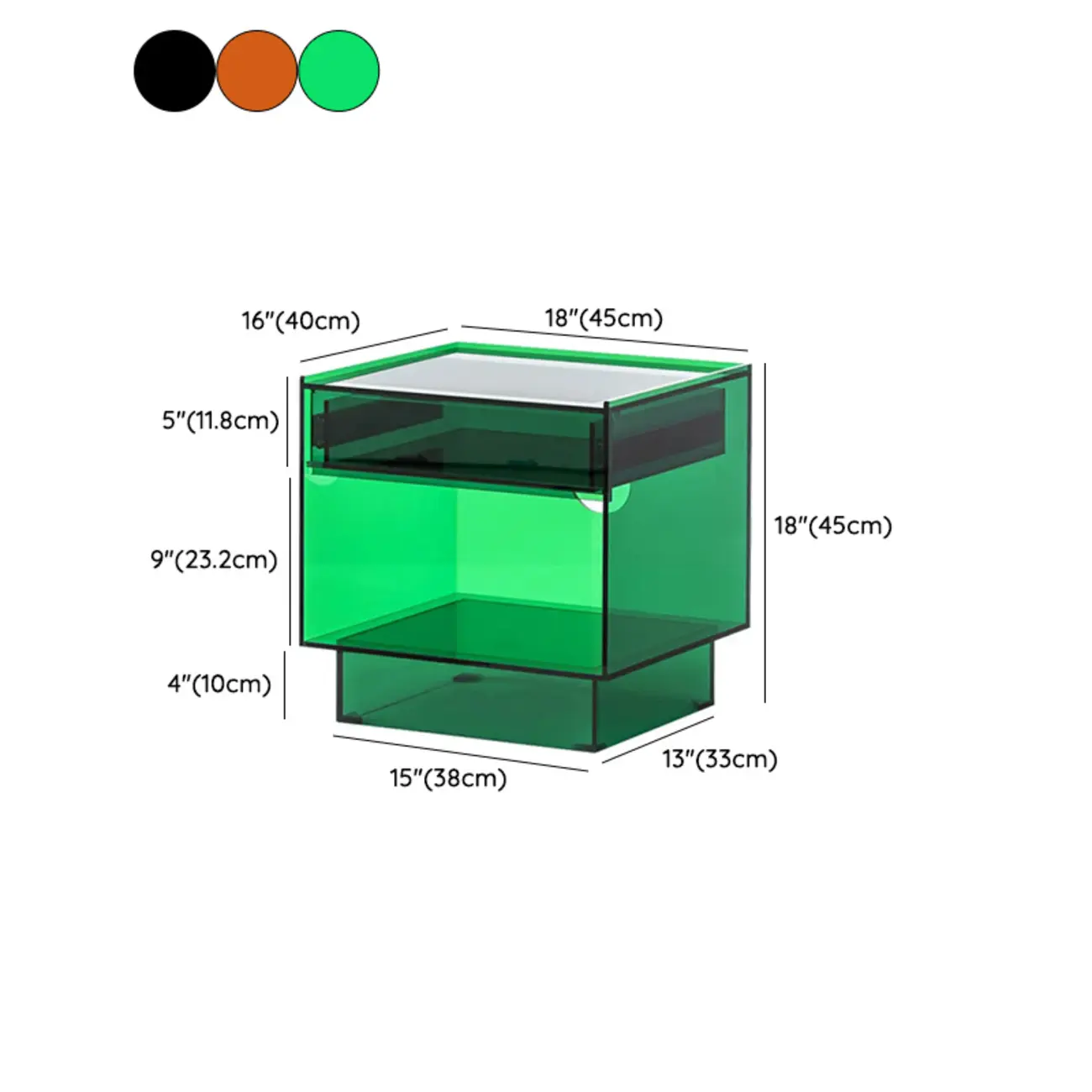 Modern Small Acrylic Nightstand with Drawer #size | homeyfad