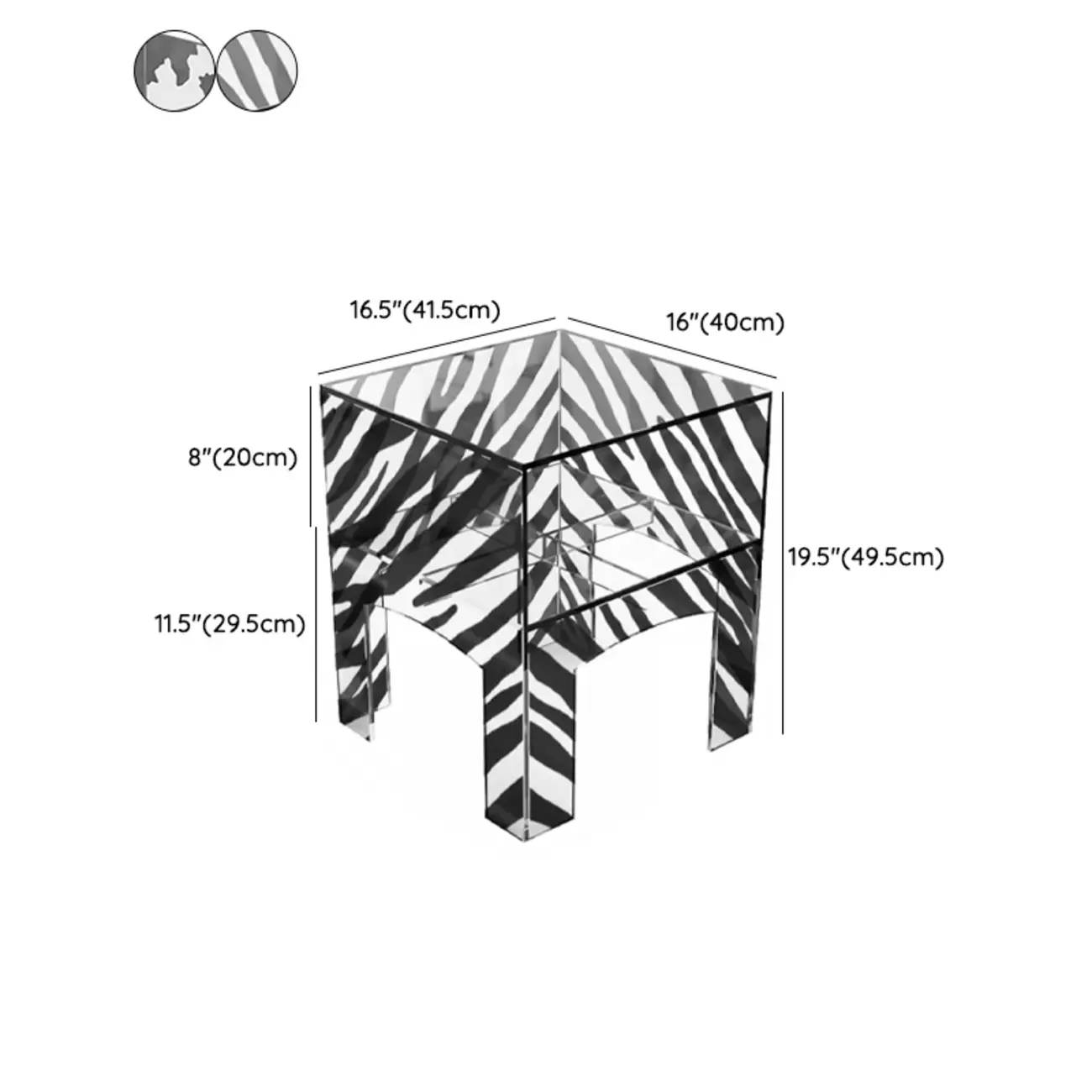 Modern Small Acrylic Nightstand with Drawer Image - 10 | homeyfad