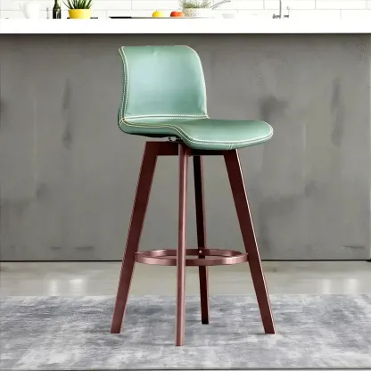 Saddle Leather Counter Height Low Back Swivel Bar Stools Image - 9