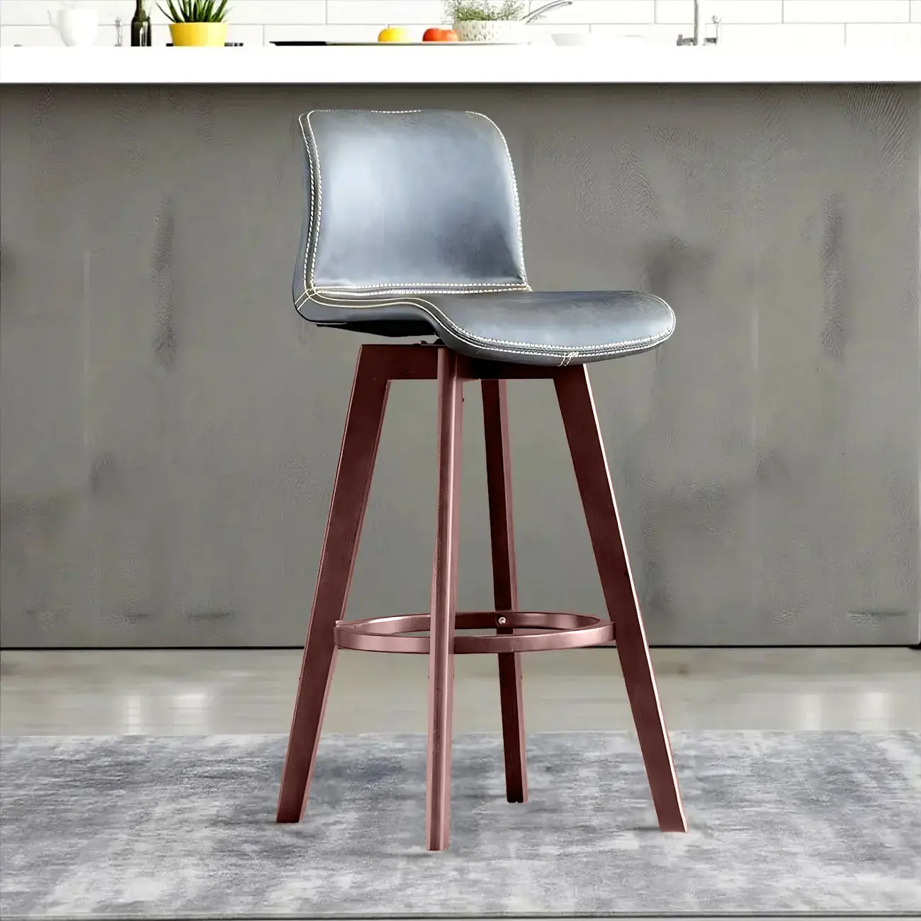 Saddle Leather Counter Height Low Back Swivel Bar Stools Image - 10 | homeyfad