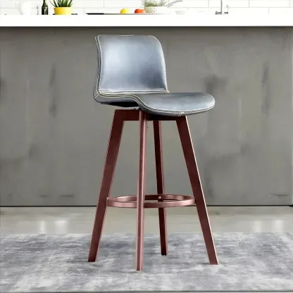 Saddle Leather Counter Height Low Back Swivel Bar Stools Image - 10