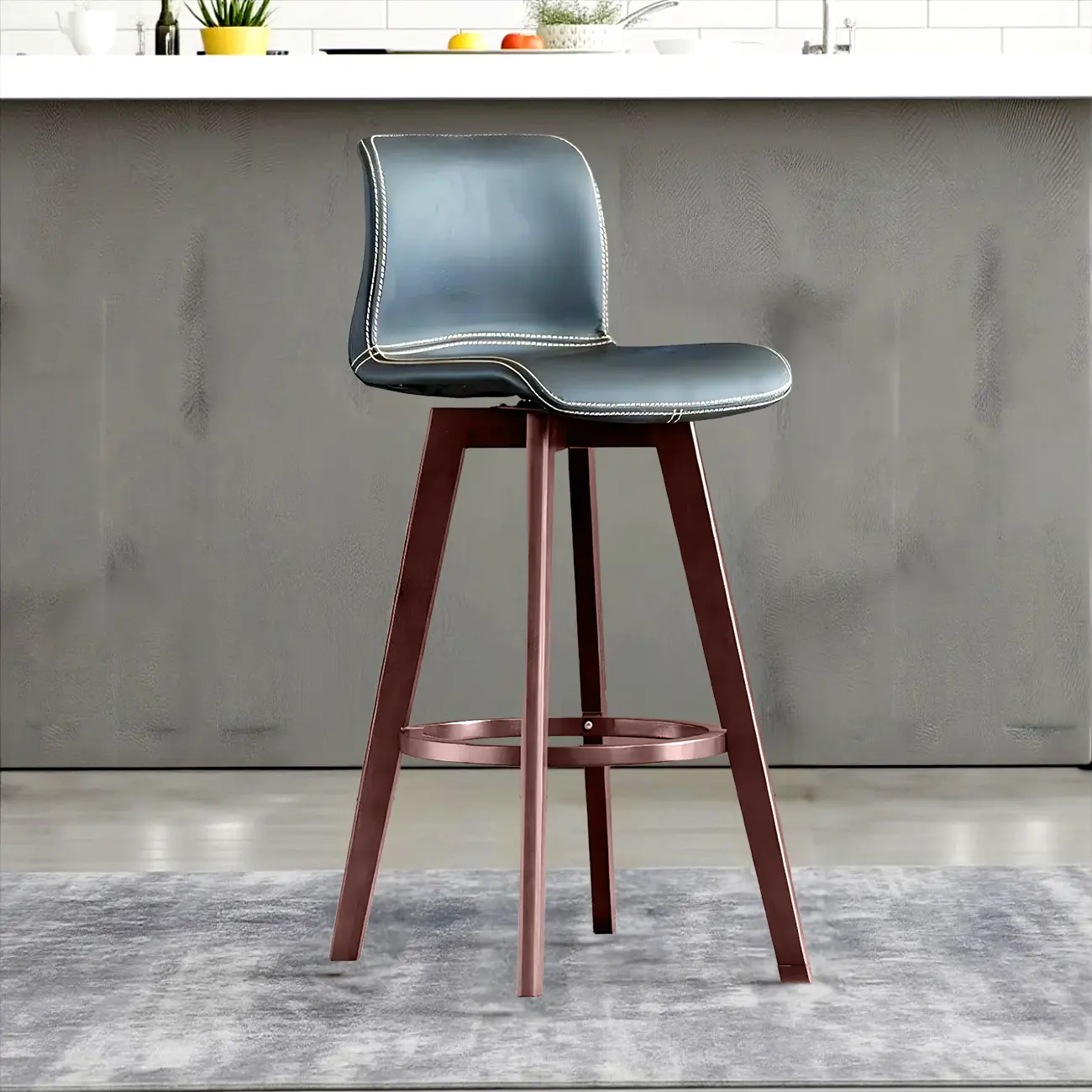 Saddle Leather Counter Height Low Back Swivel Bar Stools Image - 16 | homeyfad
