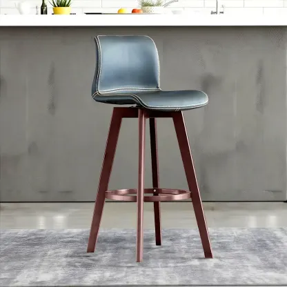 Saddle Leather Counter Height Low Back Swivel Bar Stools Image - 16