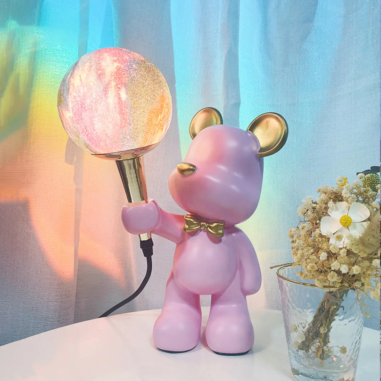 Colorful Bear Shape Resin Kids Lamp Globe Light for Bedroom Image - 2 | homeyfad