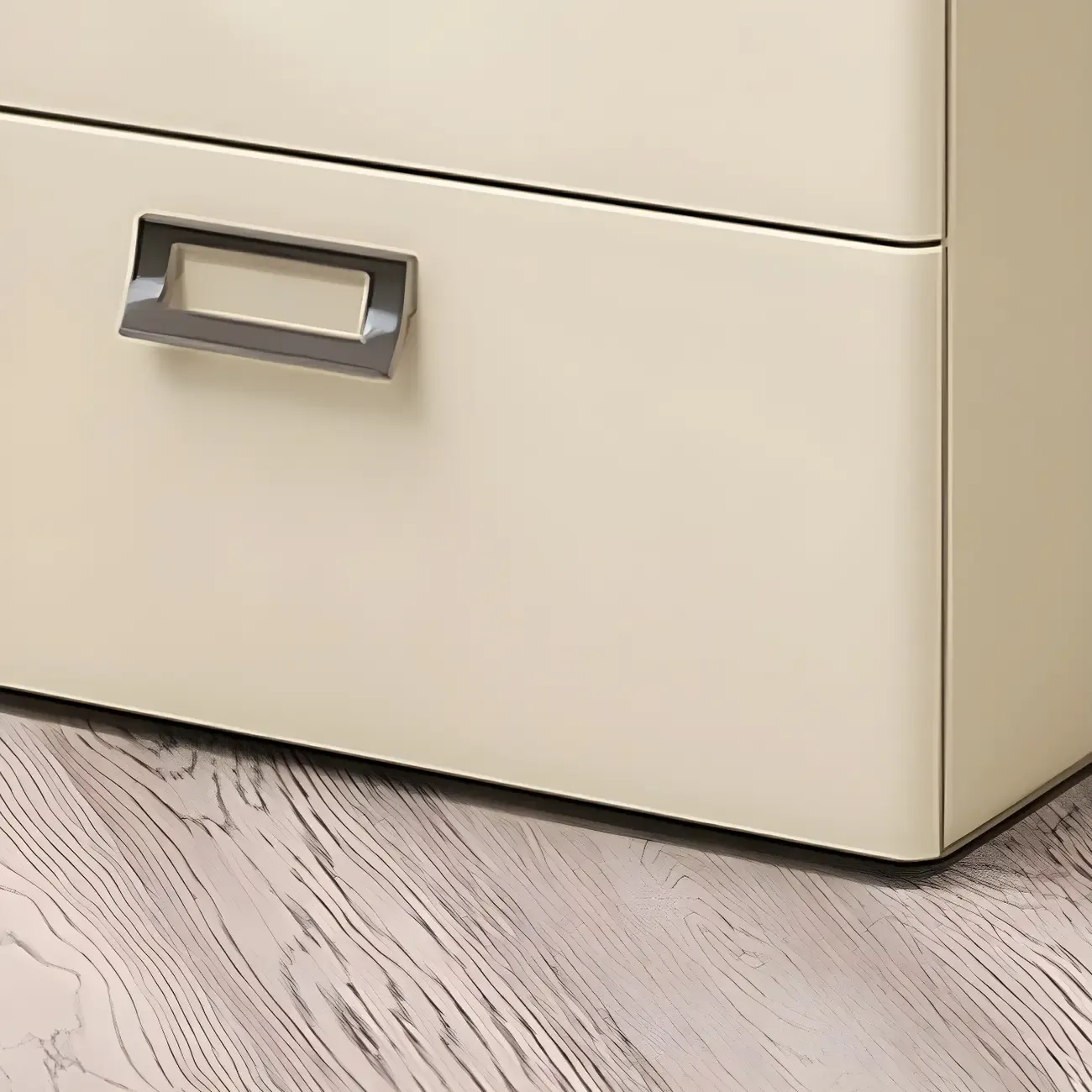 Modern Faux Leather 2 Drawers Nightstand with Stone Top Image - 8