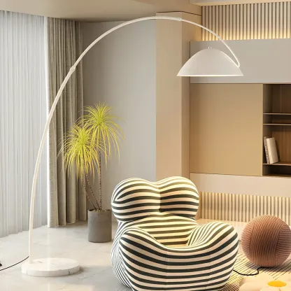 Large Modern Minimalist Adjustable Metal Arc Dome Floor Lamp Image - 1