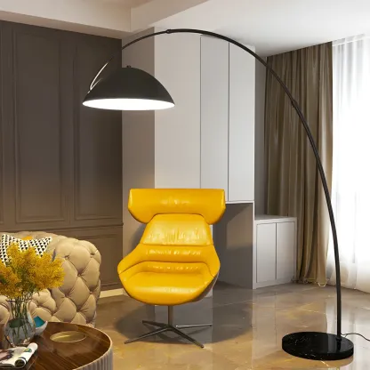 Large Modern Minimalist Adjustable Metal Arc Dome Floor Lamp Image - 4