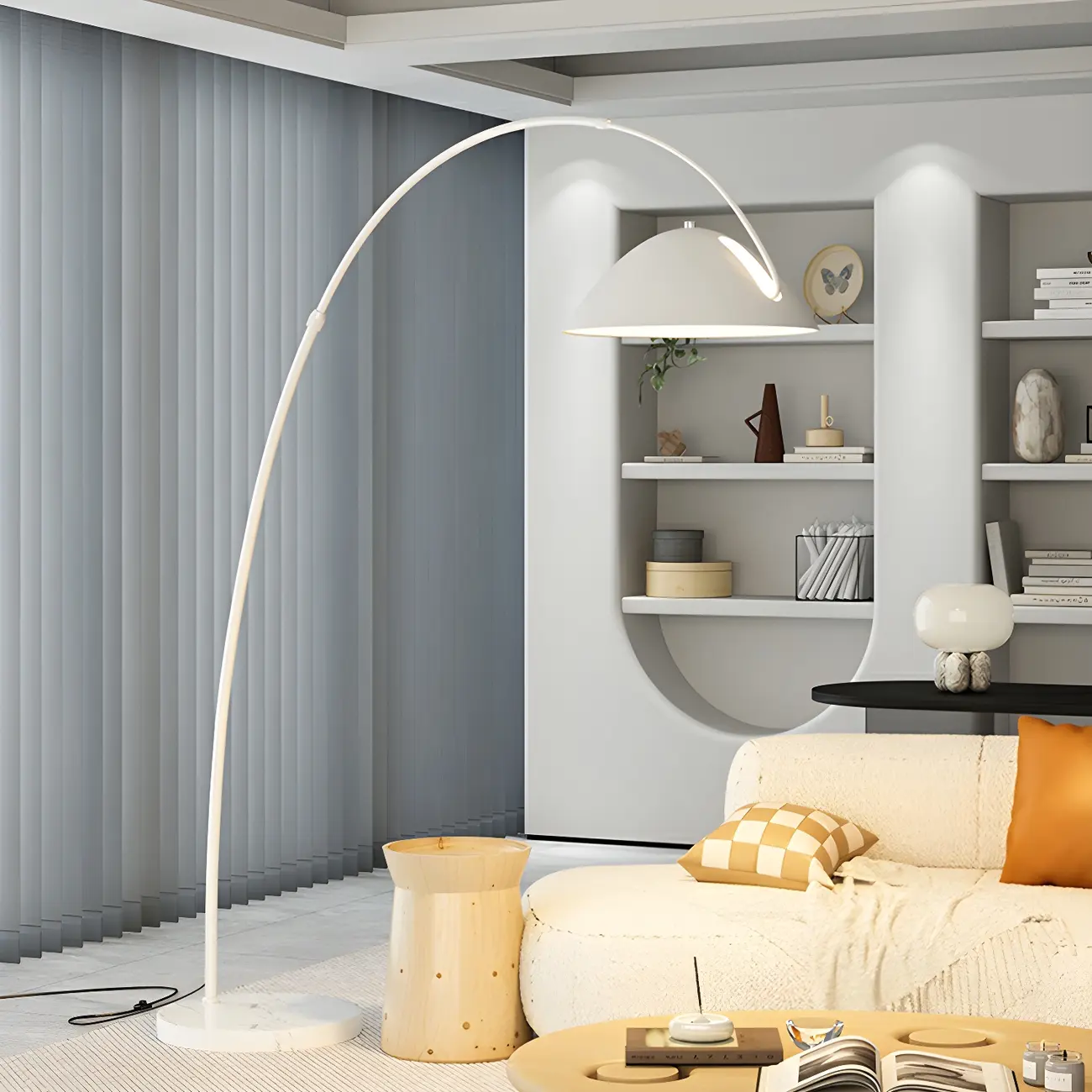 Large Modern Minimalist Adjustable Metal Arc Dome Floor Lamp Image - 2 | homeyfad