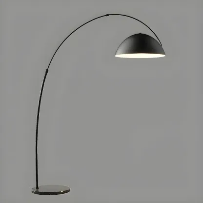 Large Modern Minimalist Adjustable Metal Arc Dome Floor Lamp Image - 7