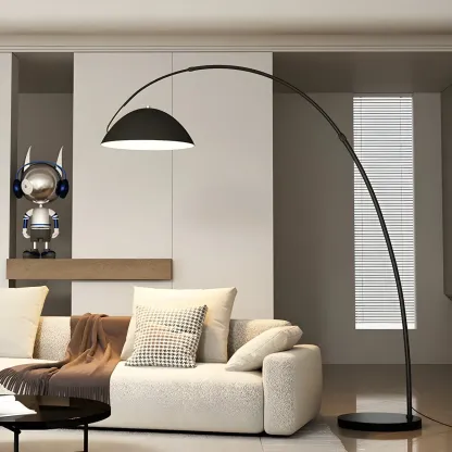 Large Modern Minimalist Adjustable Metal Arc Dome Floor Lamp Image - 6