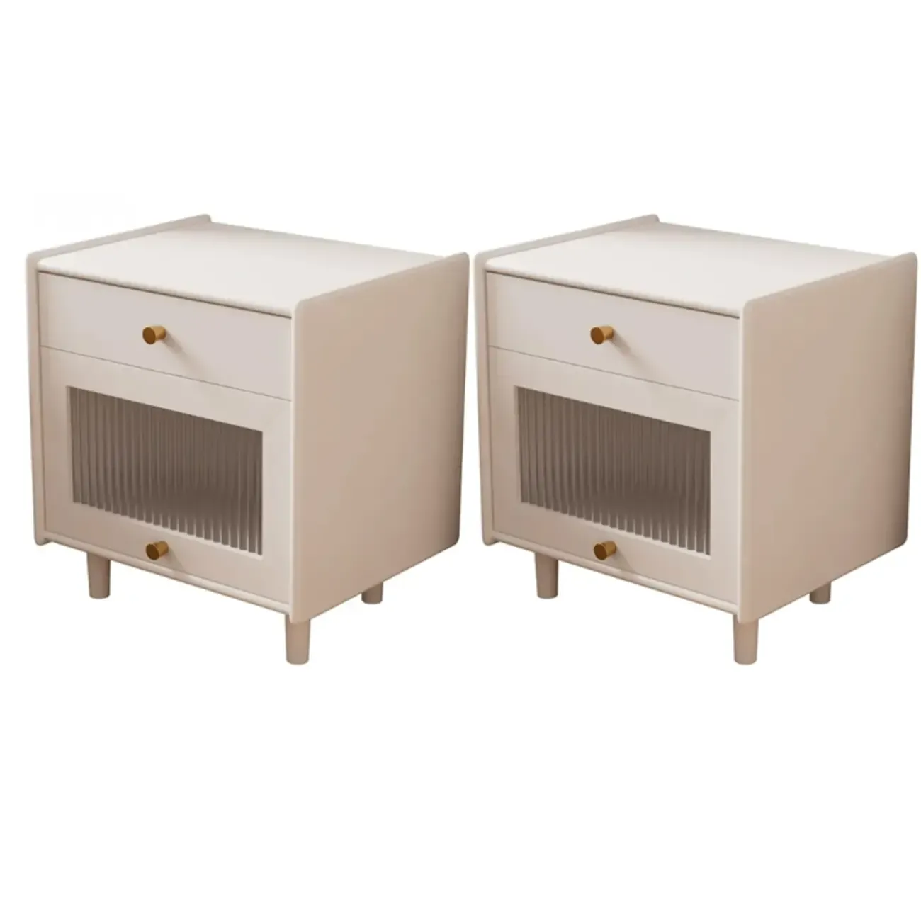 Natural Ash Wooden Drawer Cabinet Nightstand with Legs Image - 7