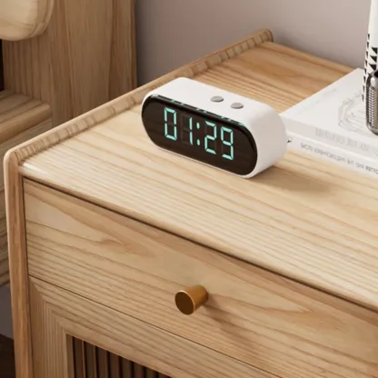 Natural Ash Wooden Drawer Cabinet Nightstand with Legs Image - 12