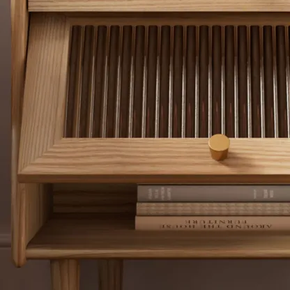 Natural Ash Wooden Drawer Cabinet Nightstand with Legs Image - 14