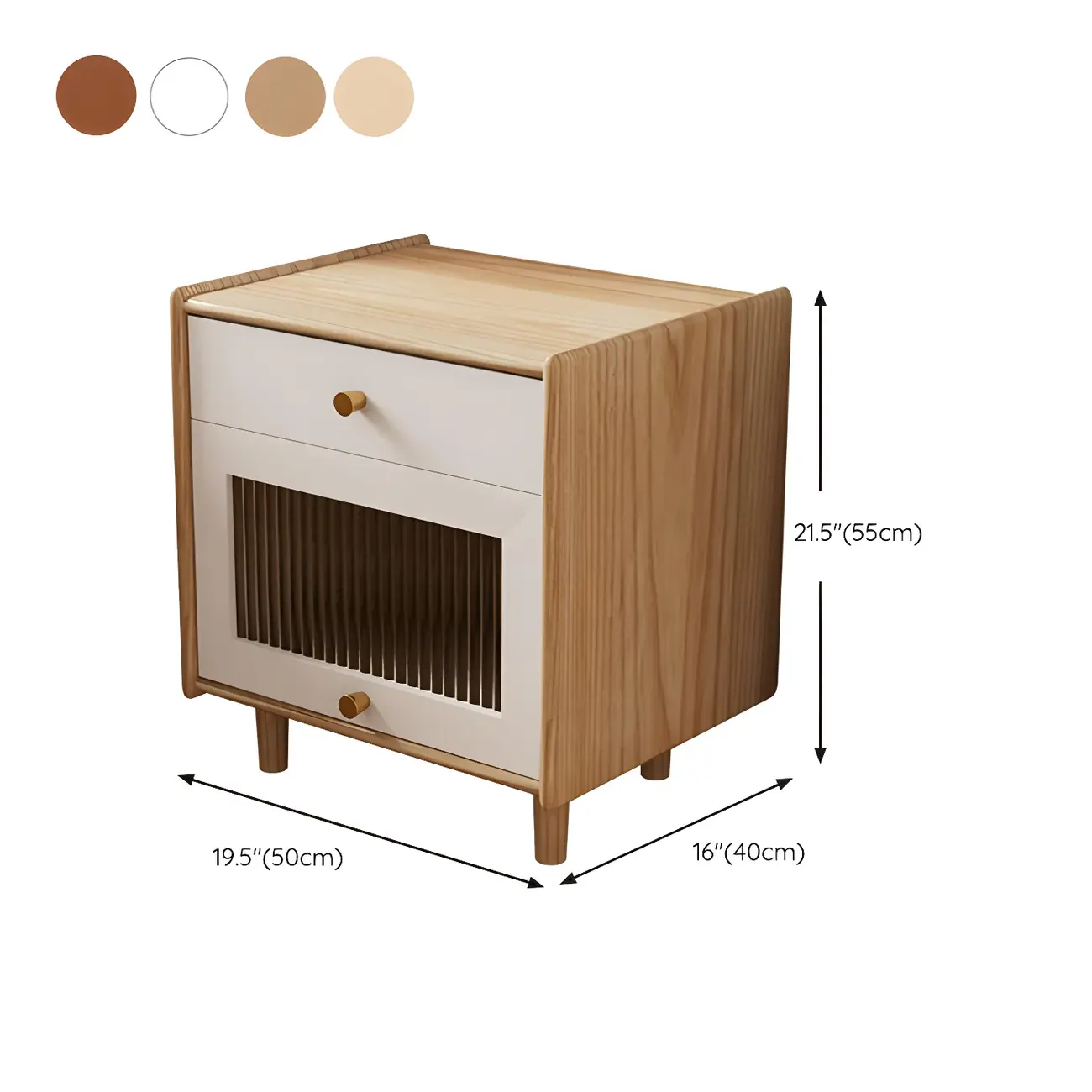 Natural Ash Wooden Drawer Cabinet Nightstand with Legs Image - 16 | homeyfad