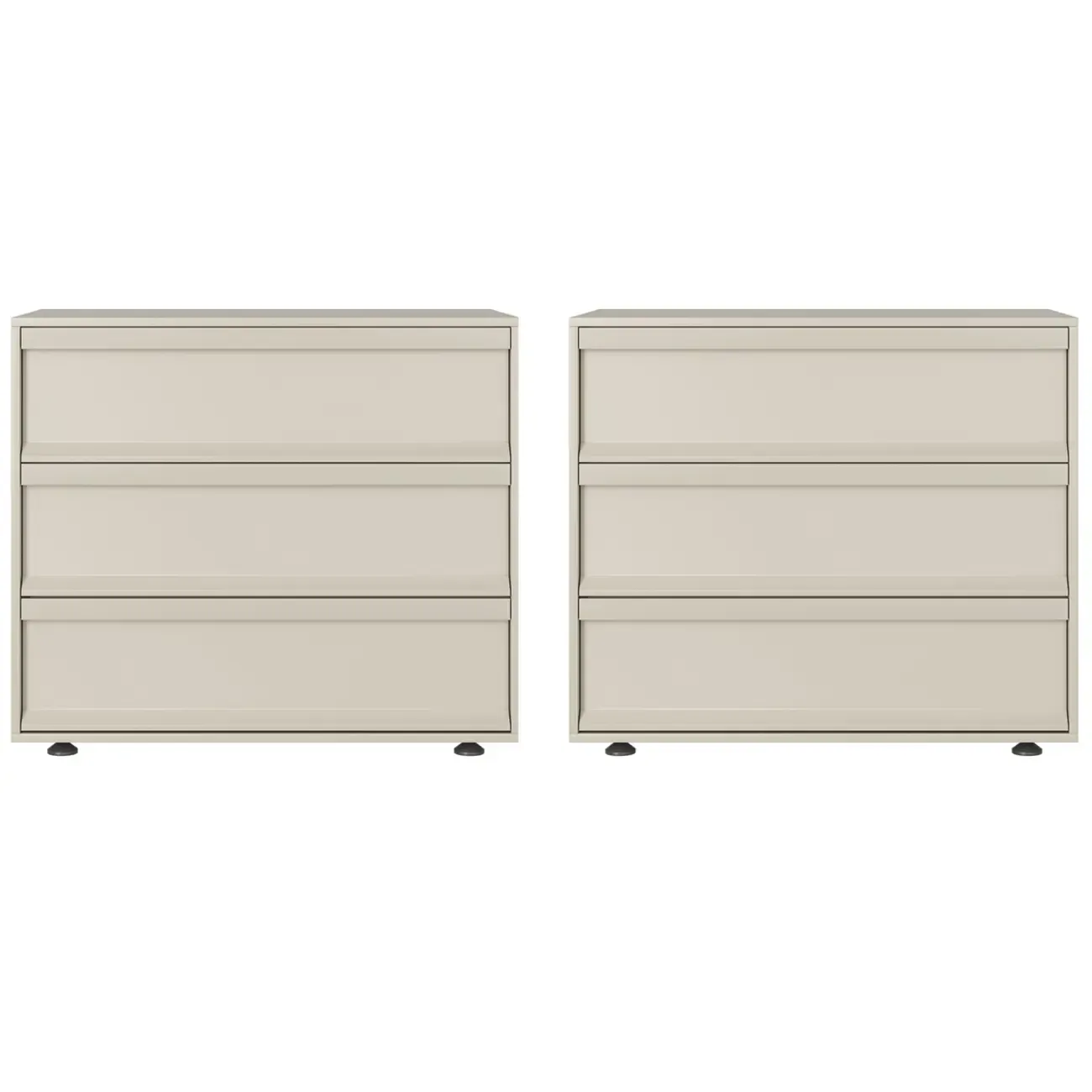 Contemporary Wooden Neat Line Olive Green 2 Drawer Nightstand Image - 8