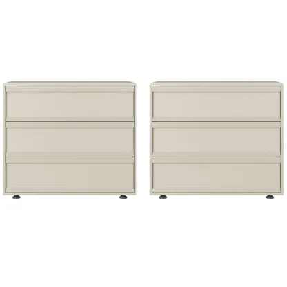 Contemporary Wooden Neat Line Olive Green 2 Drawer Nightstand Image - 8