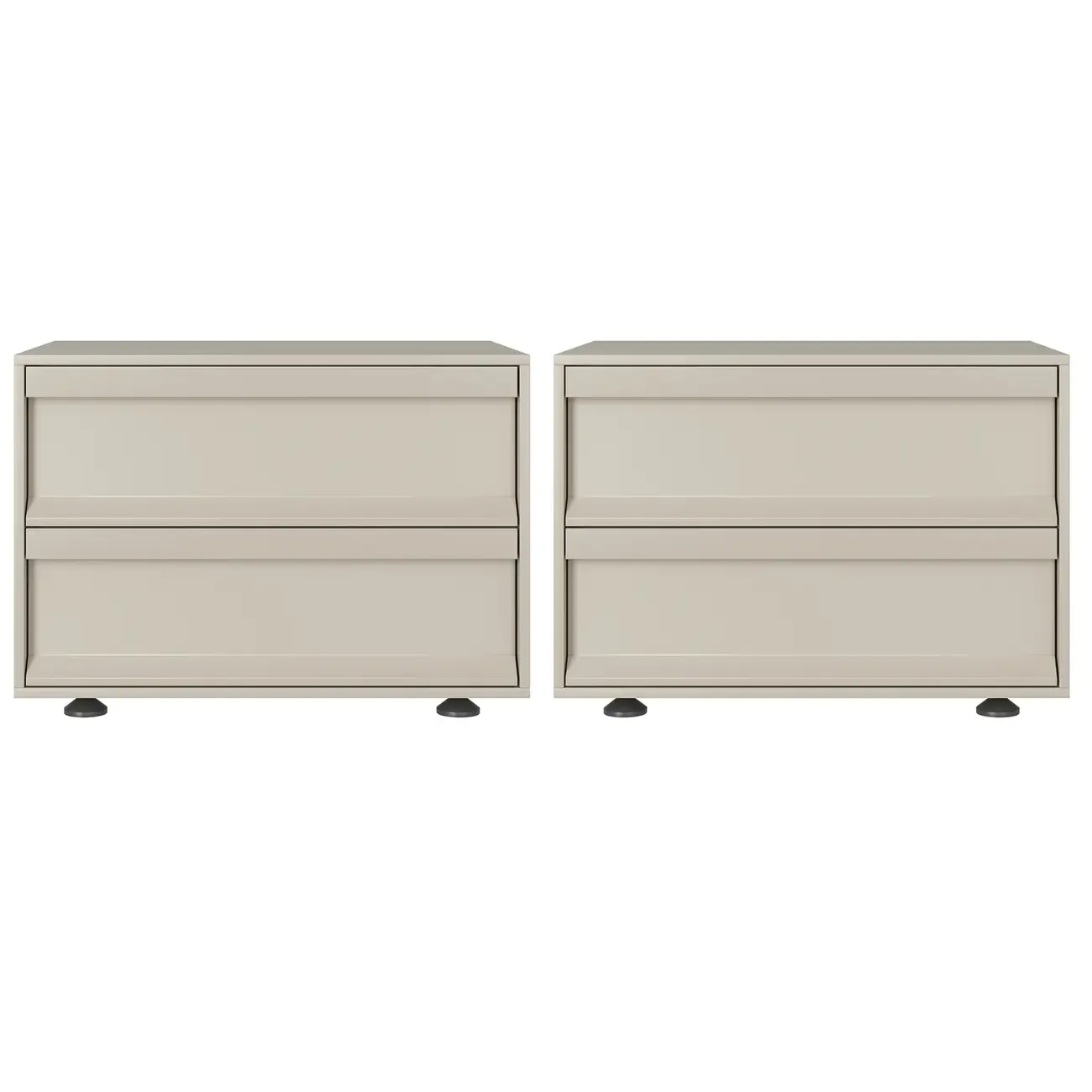 Contemporary Wooden Neat Line Olive Green 2 Drawer Nightstand Image - 9