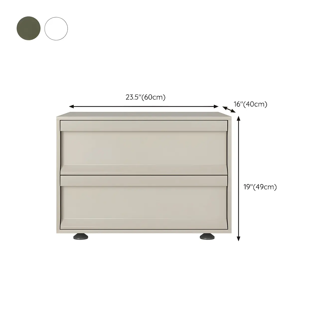 Contemporary Wooden Neat Line Olive Green 2 Drawer Nightstand #size | homeyfad