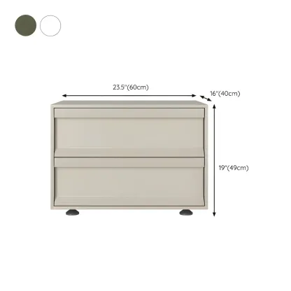 Contemporary Wooden Neat Line Olive Green 2 Drawer Nightstand #size