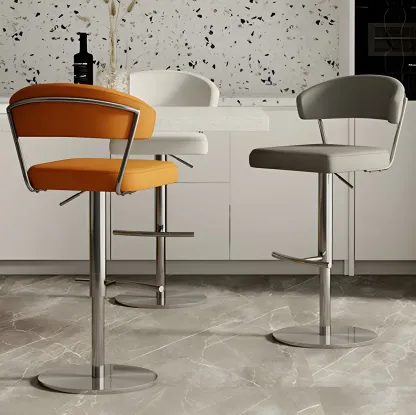 Durable Upholstered Swivel Bar Stools with Adjustable Height Image - 1