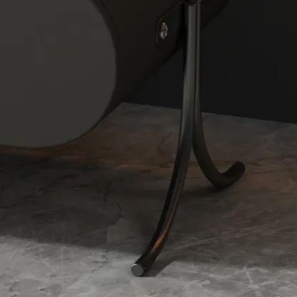 Contemporary Wood Faux Leather Rounded 2-Drawer Nightstand Image - 13