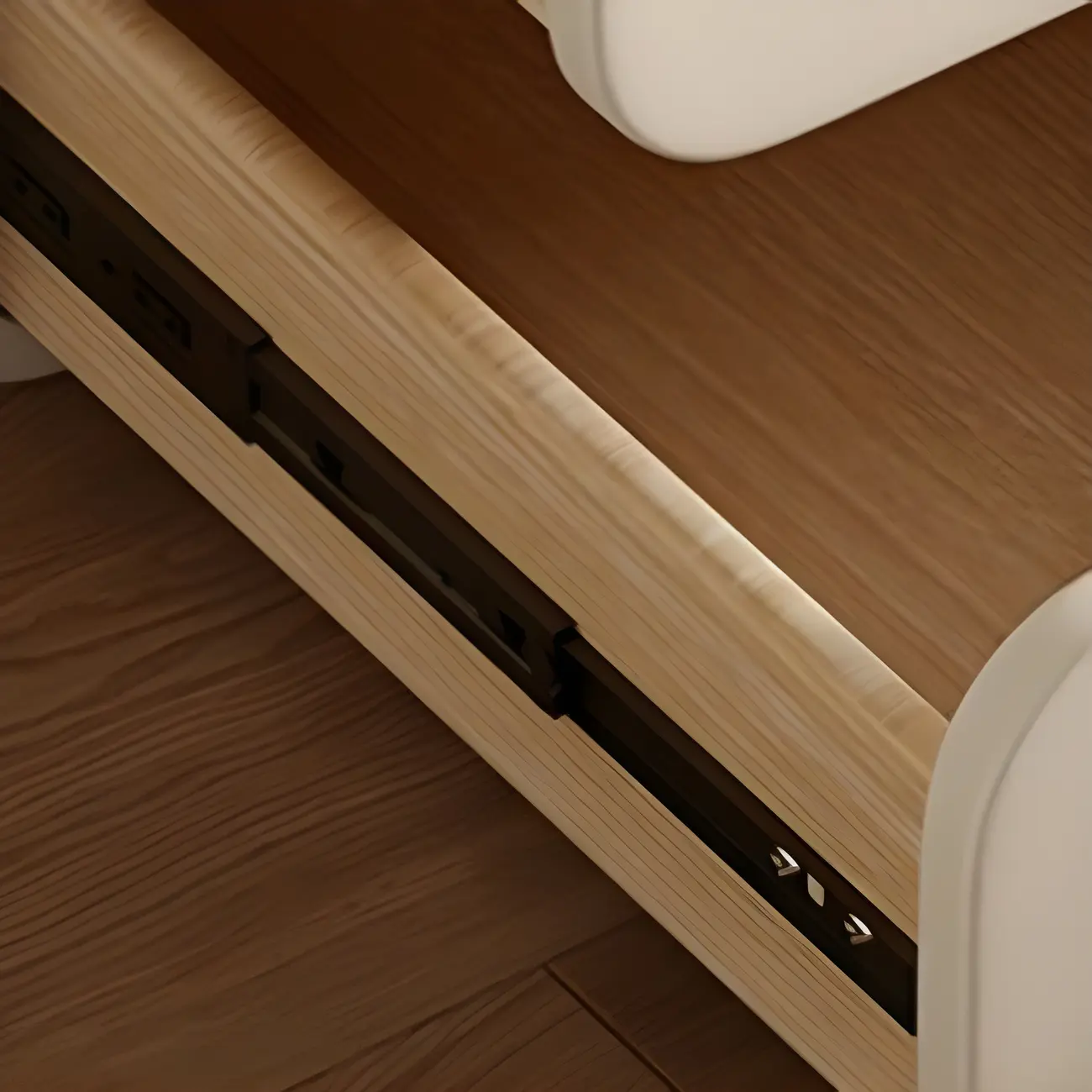 Sleek Solid Color Faux Leather Three-Tiers Drawers Nightstand Image - 14 | homeyfad