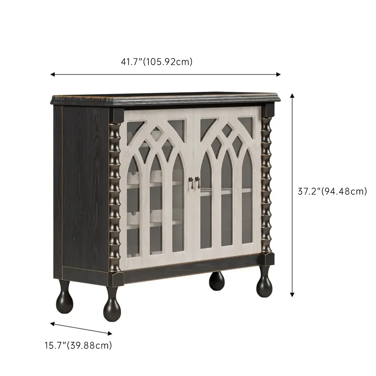 Traditional Black MDF Wine Rack Cabinet with Doors Image - 12